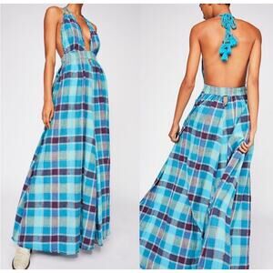 Free People Plaid Look Into The Sun Medium Maxi Dress